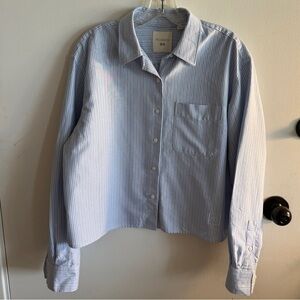 JW ANDERSON x Uniqlo Light Blue Striped Cropped Button Up Shirt